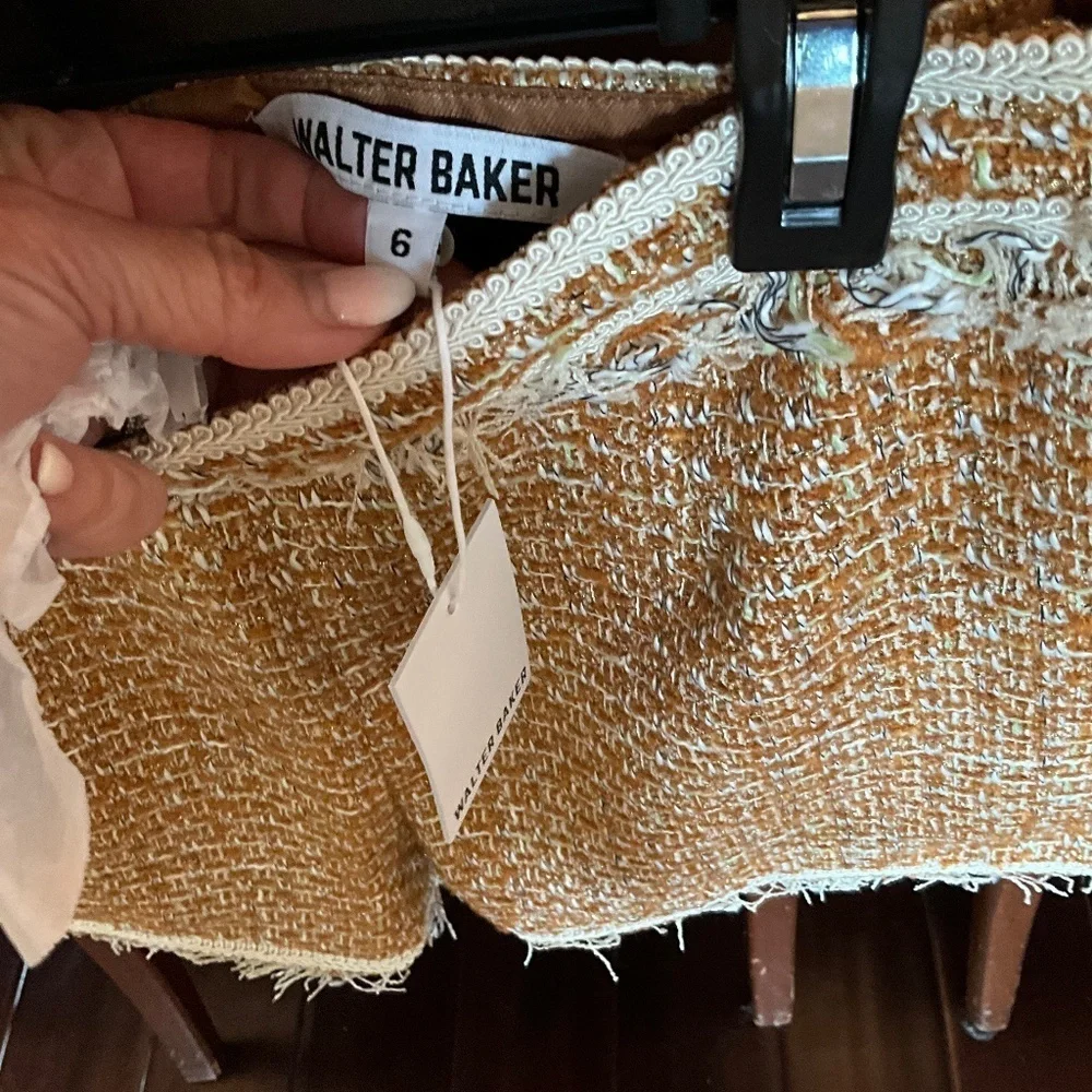 Walter Baker Tan High Waist Shorts with Textured Design